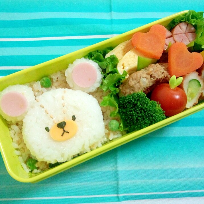 簡単キャラ弁☆くまのがっこう　デイビッドのお弁当♪